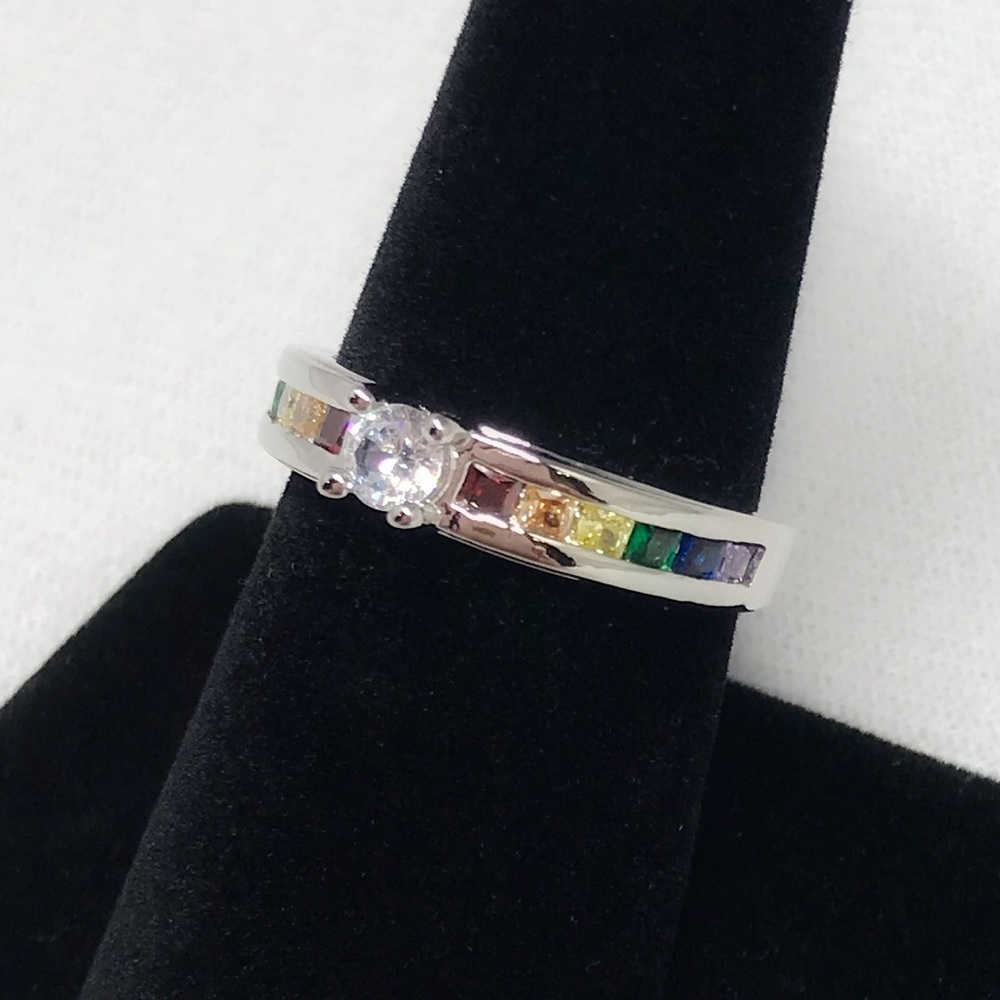 Sterling Silver Rainbow Channel Set Ring Love Wins Pride